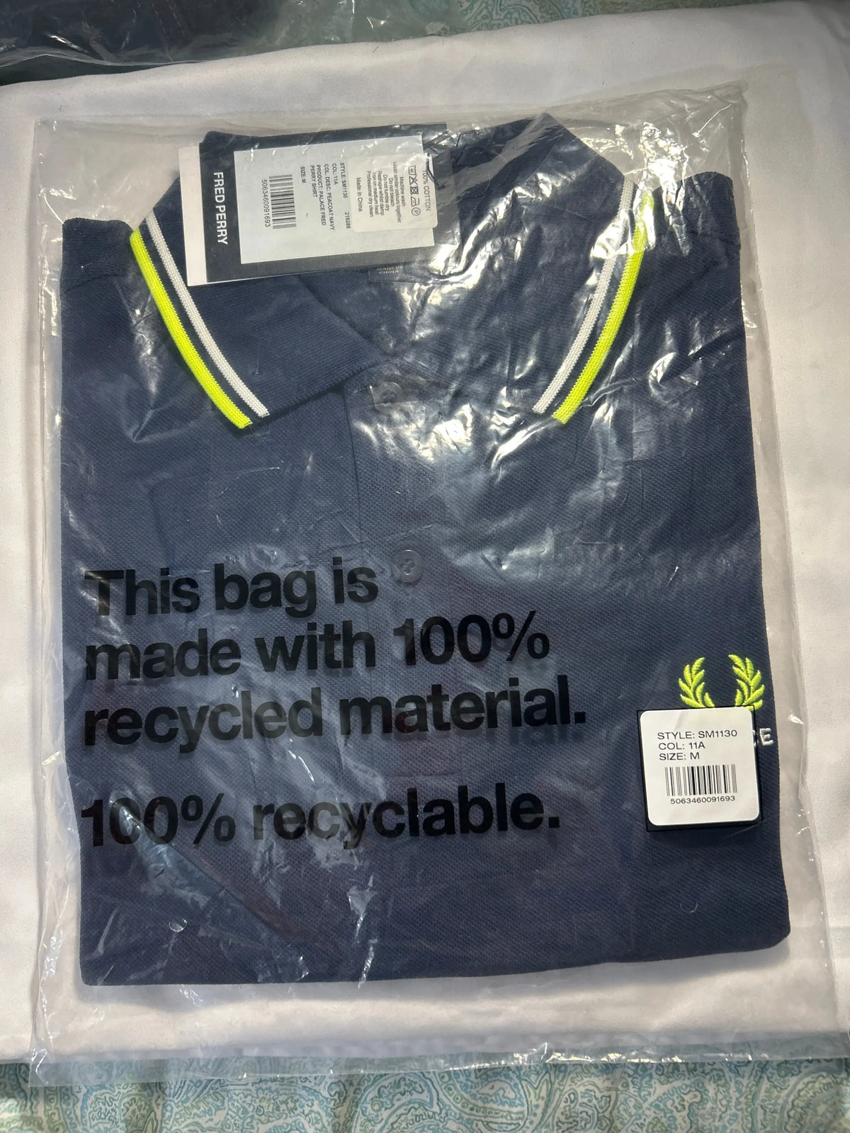 Palace x Fred Perry Polo Navy Medium