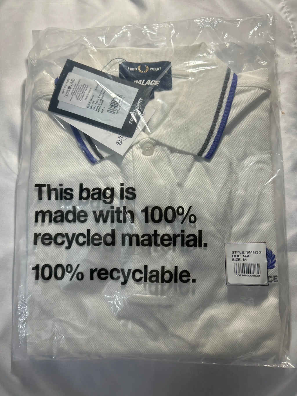 Palace x Fred Perry Polo White Medium