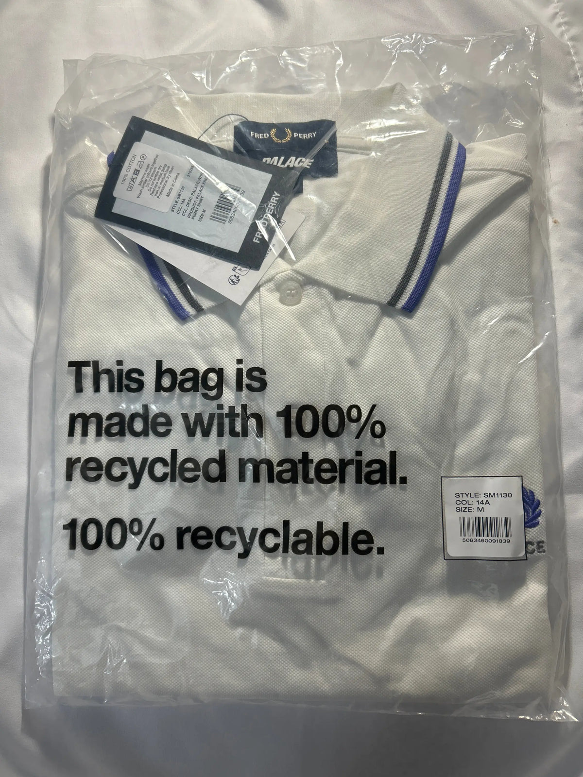 Palace x Fred Perry Polo White Medium