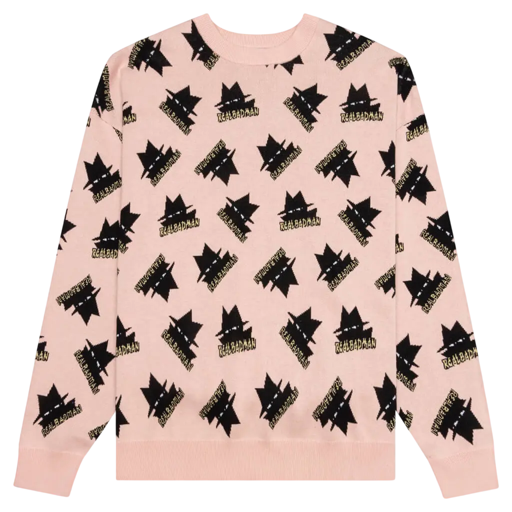 Real Bad Man Rather Large Sweater Pink - M