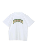 White cotton sacai ultimate beats and breaks t-shirt with colorful arched graphic and bold ultimate breaks into text