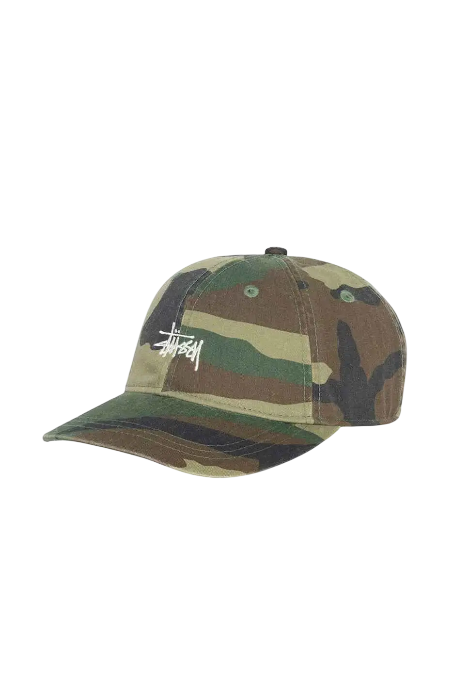 Stussy Basic Stock Washed Low Pro Hat Woodland Camo - One size