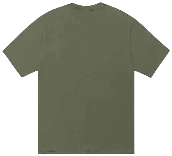 Olive green stussy battery tee short-sleeved t-shirt with relaxed fit and subtle texture perfect for casual wear