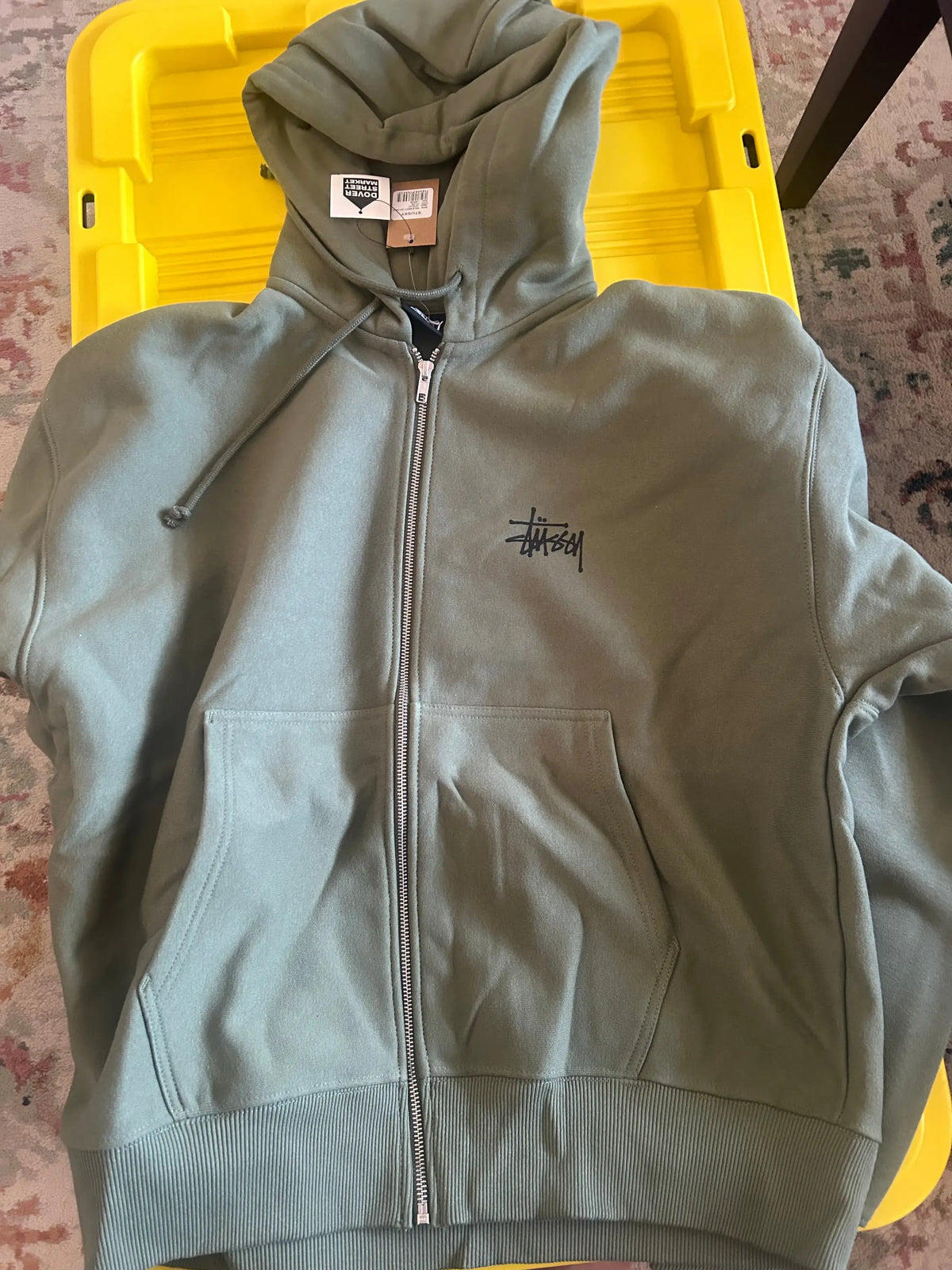 Stussy Big and Meaty Zip Up Hoodie Olive Large