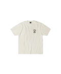 Off-white Stussy built to last pigment dyed tee with black embroidered logo on the left chest in natural color