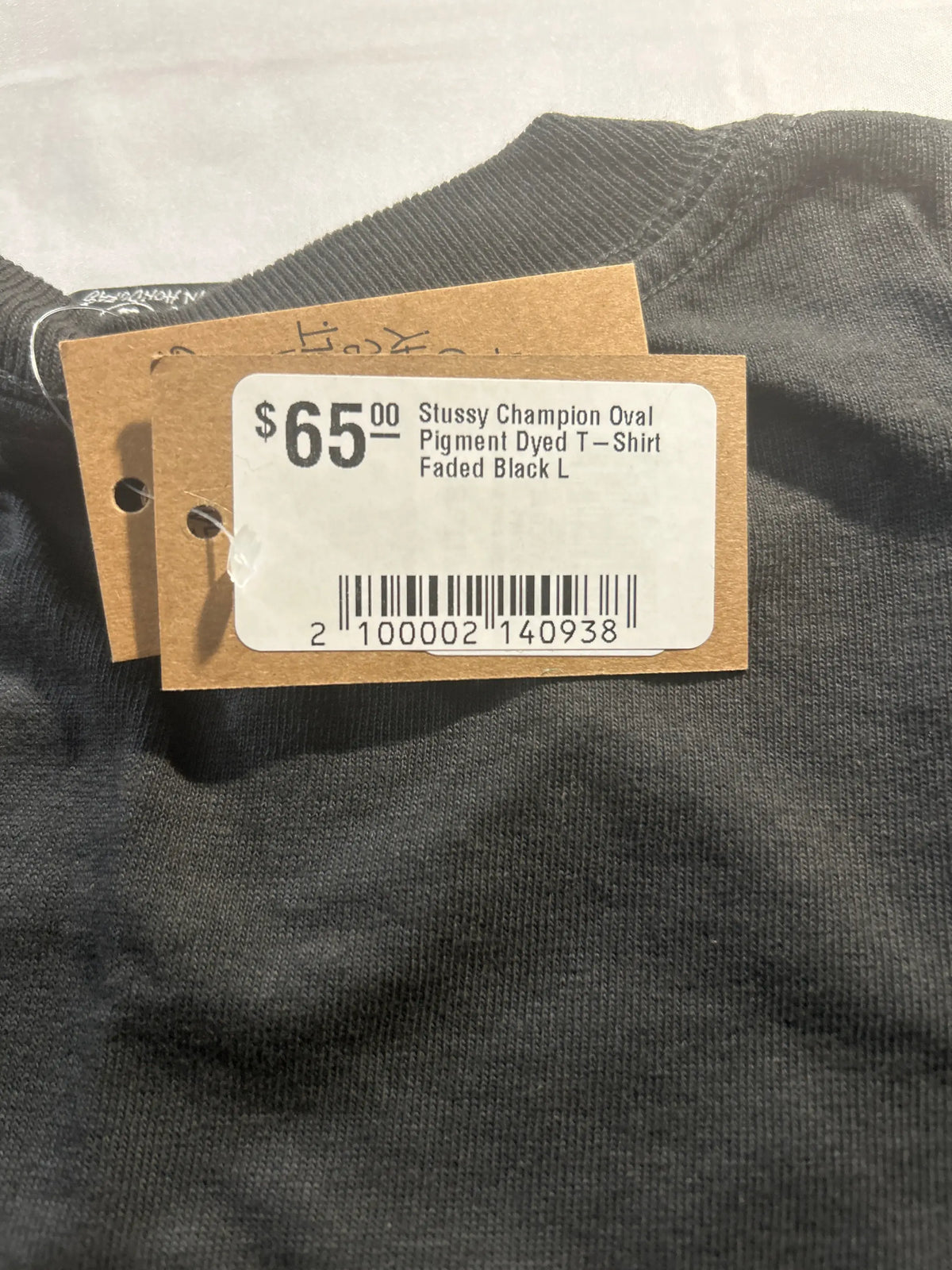 Stussy Champion Oval Pigment Dyed Tee Faded Black Large