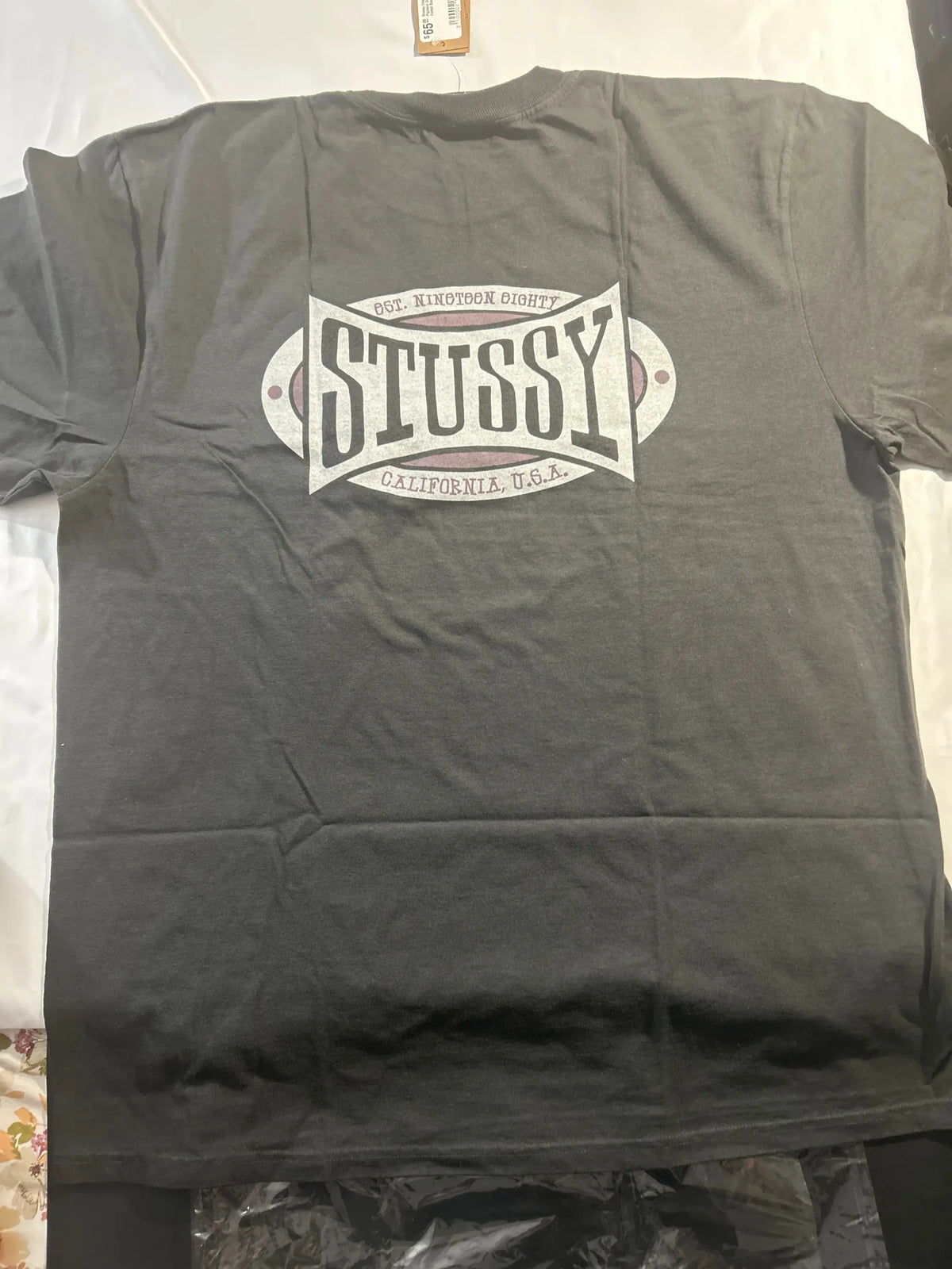Stussy Champion Oval Pigment Dyed Tee Faded Black Large