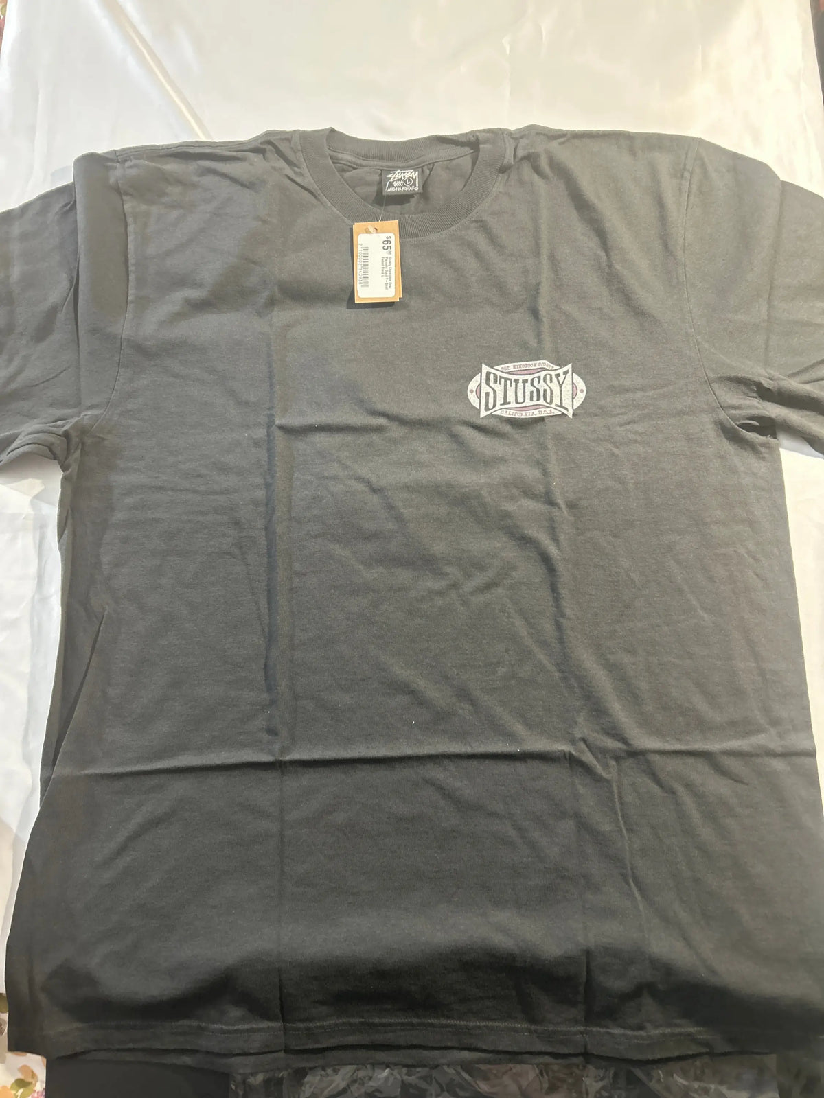 Stussy Champion Oval Pigment Dyed Tee Faded Black Large