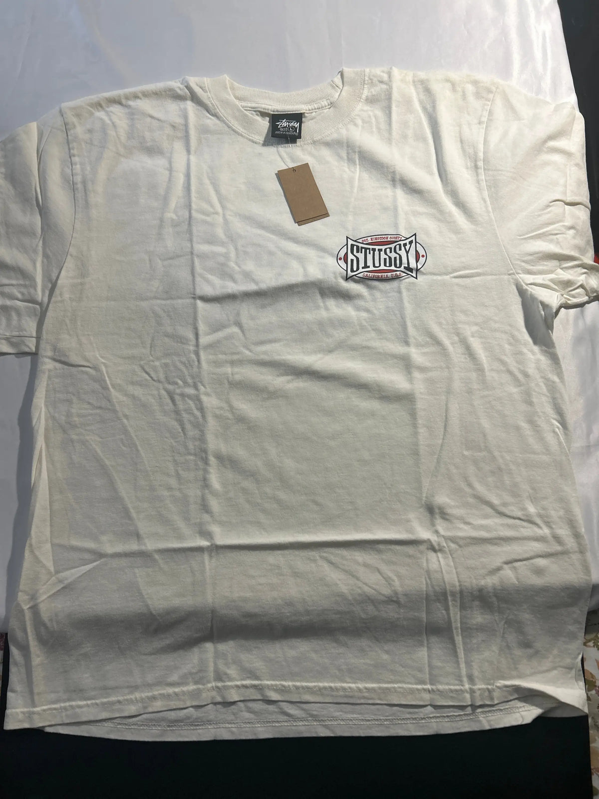 Stussy Champion Oval Pigment Dyed Tee Natural Medium Large