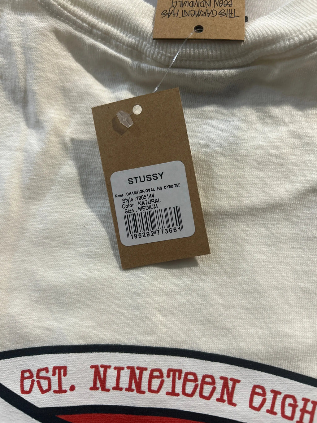 Stussy Champion Oval Pigment Dyed Tee Natural Medium
