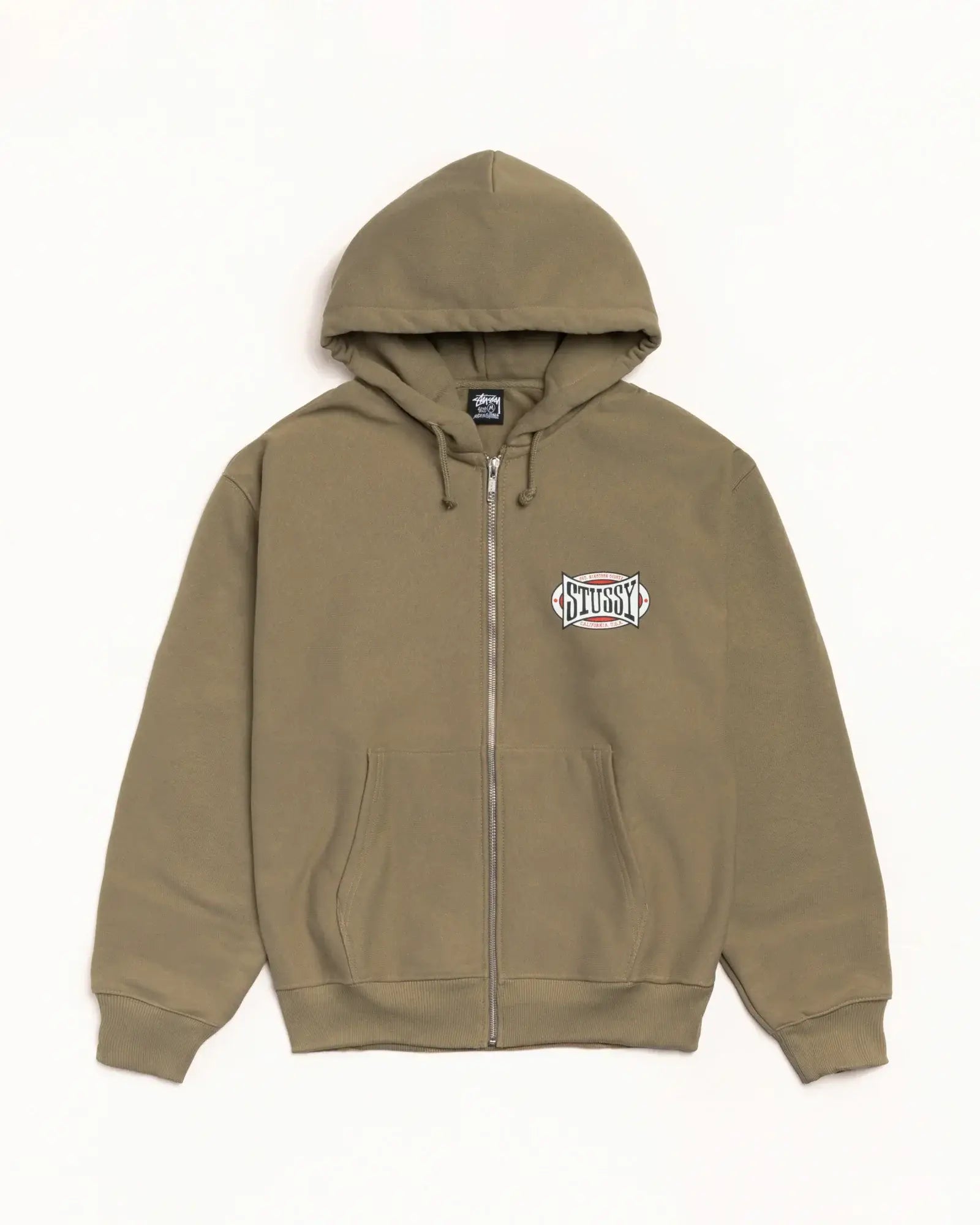 Stussy Champion Oval Zip Hoodie Army - Medium - Hoodies
