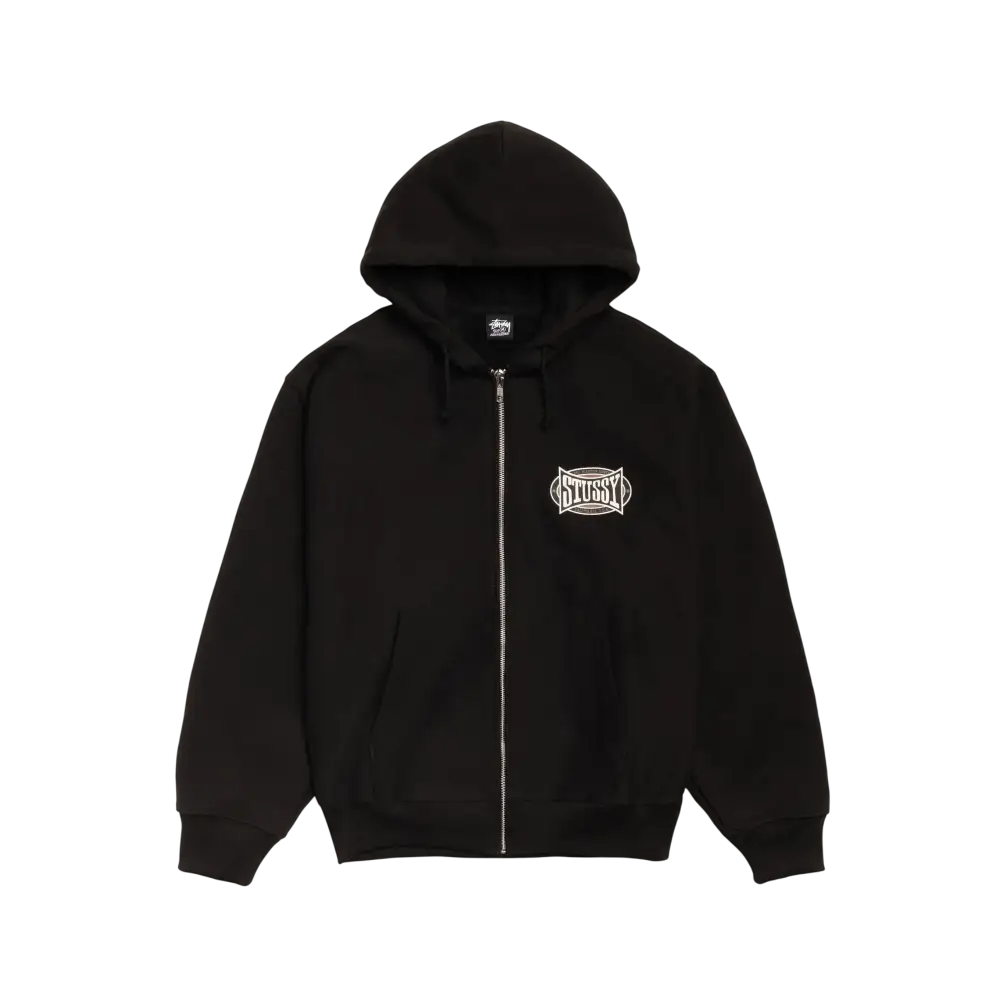 Stussy Champion Oval Zip-Up Hoodie Black - L