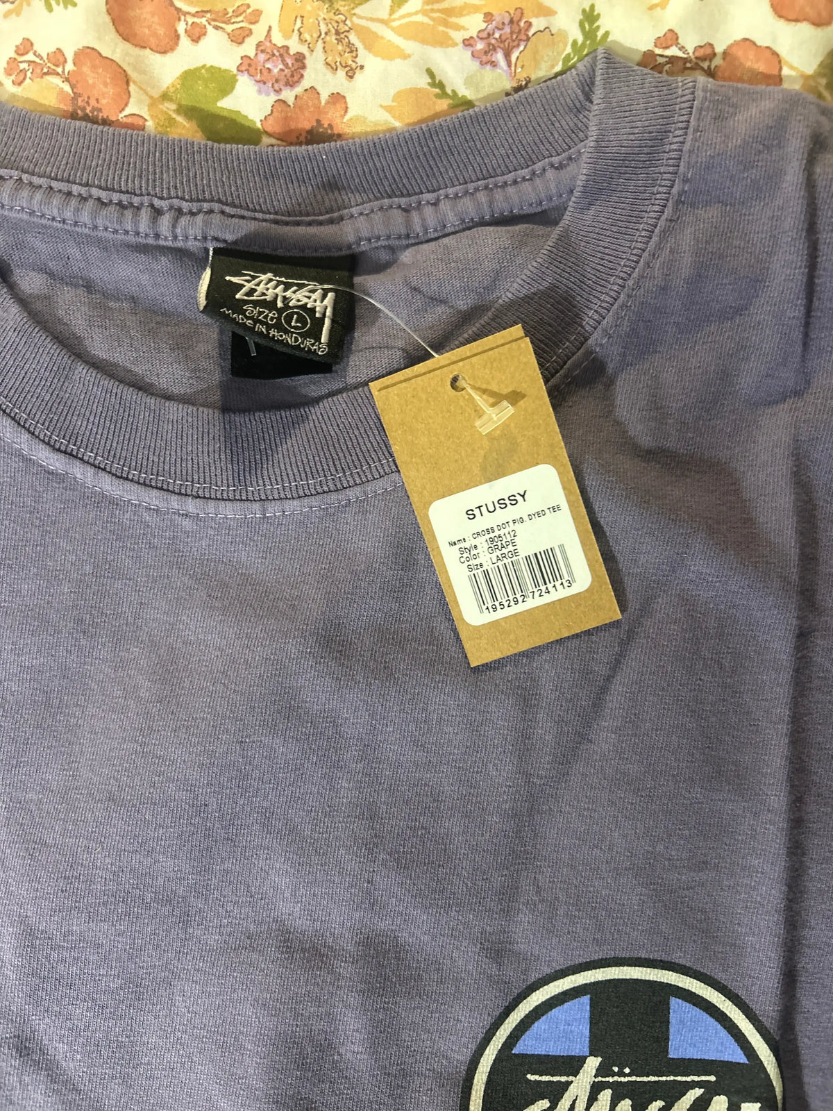 Stussy Cross Dot Pigment Dyed Tee Grape Large