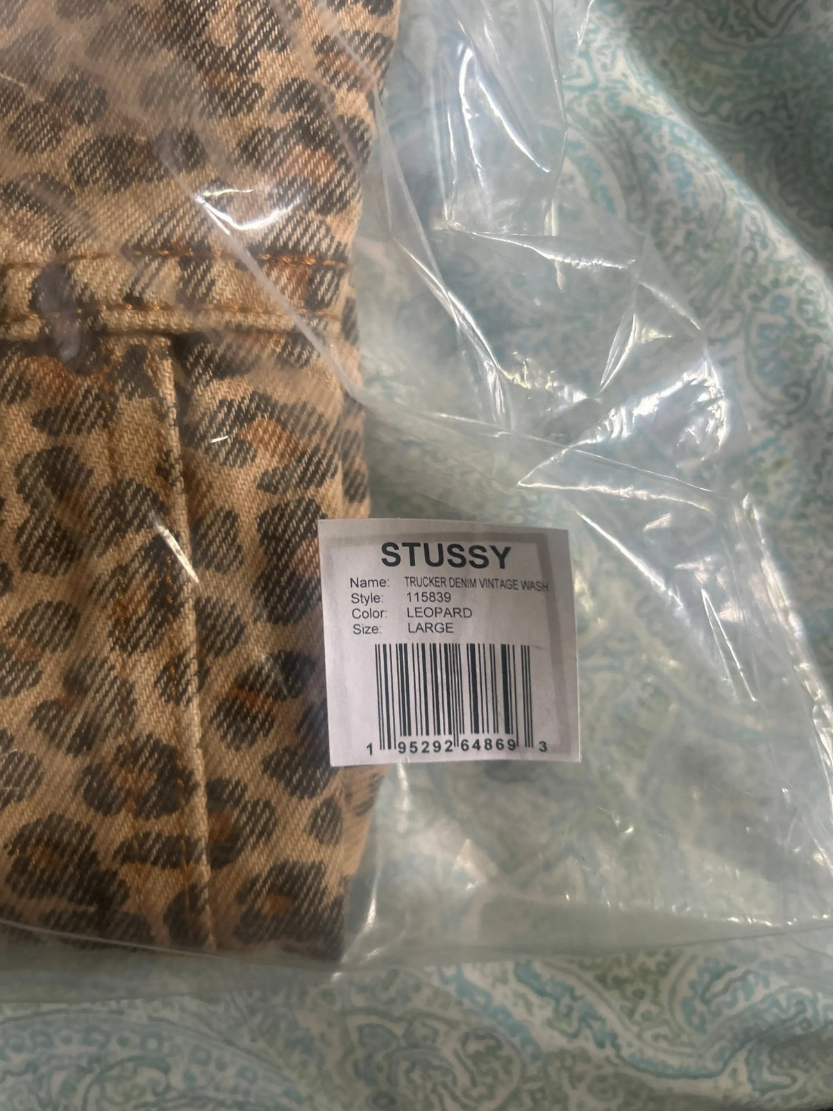 Stussy Denim Trucker Jacket Leopard Large
