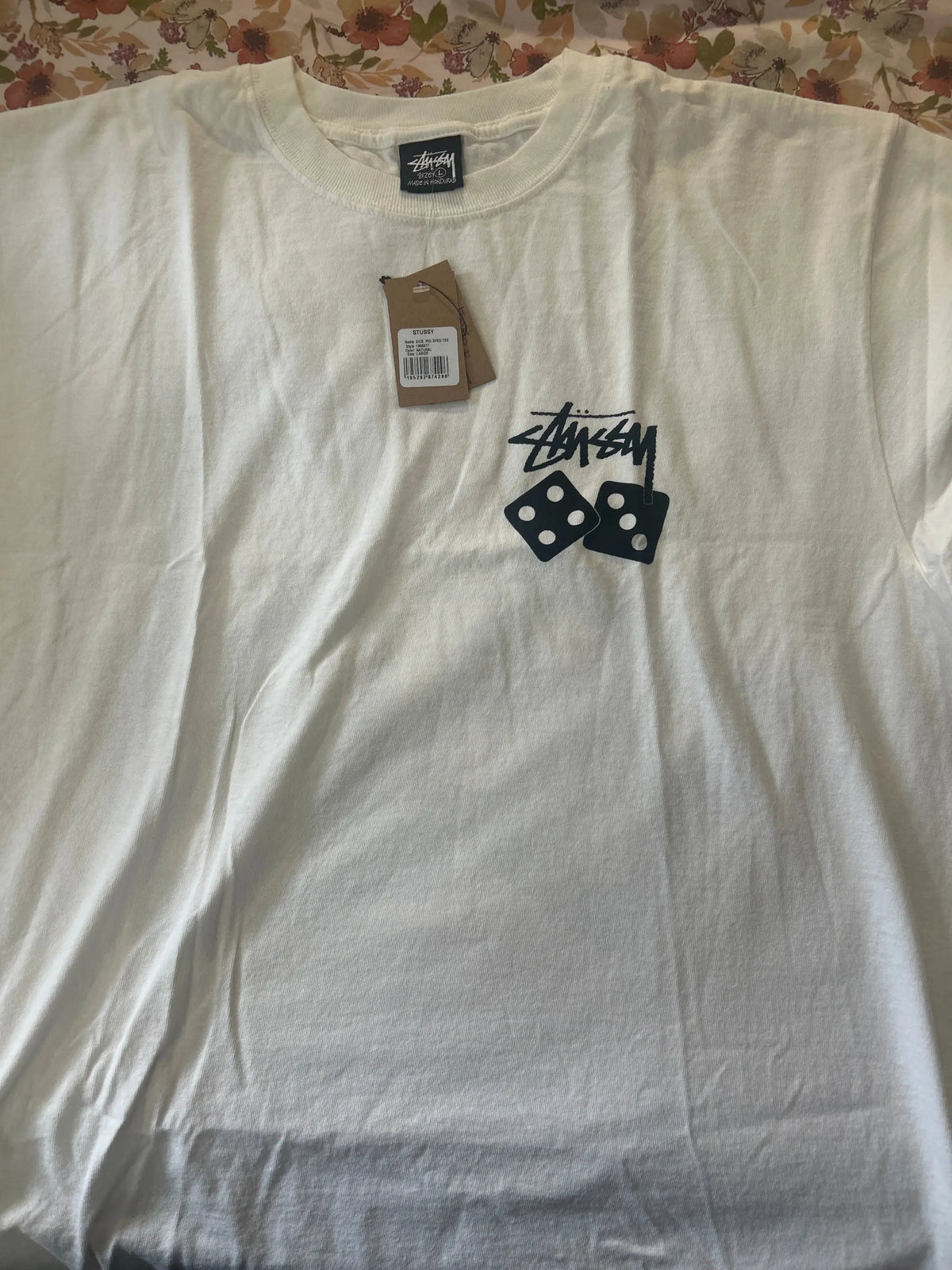 Stussy Dice Pigment Dyed Tee Natural Large