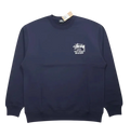 Navy blue stussy dover street market la long sleeve tee with white embroidered logo on the chest