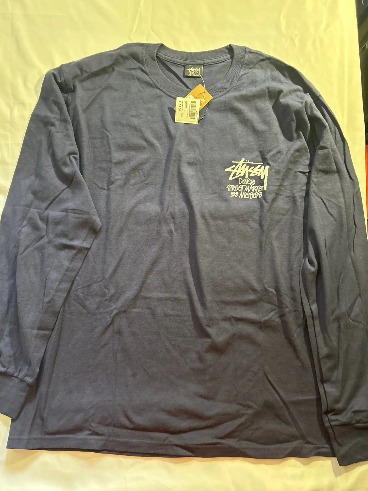 Stussy Dover Street Market LA Long Sleeve Tee Navy Large