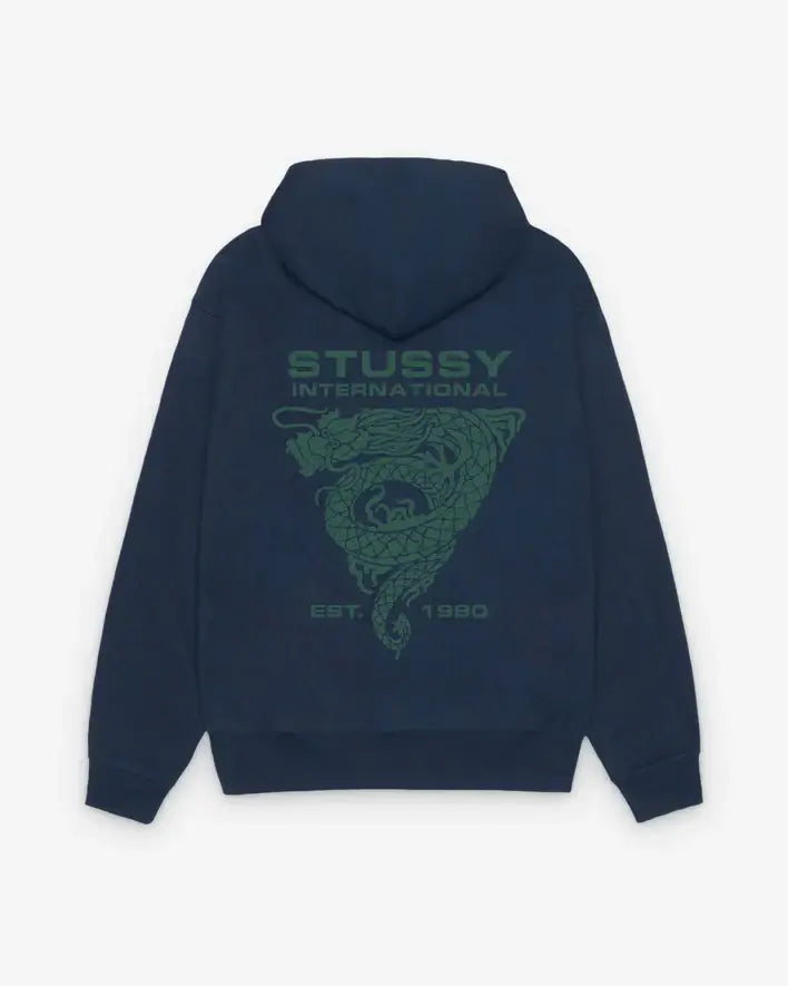 Stussy Dragon Hoodie Navy Medium - Hoodies