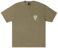 Olive green stussy dragon tee army with a small white graphic on the chest made of soft cotton material