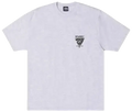 White stussy dragon tee ash featuring a black and gray graphic on the left chest in soft cotton fabric