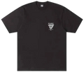 Black stussy dragon tee with white embroidered logo on chest is a cotton crew neck t-shirt for casual wear