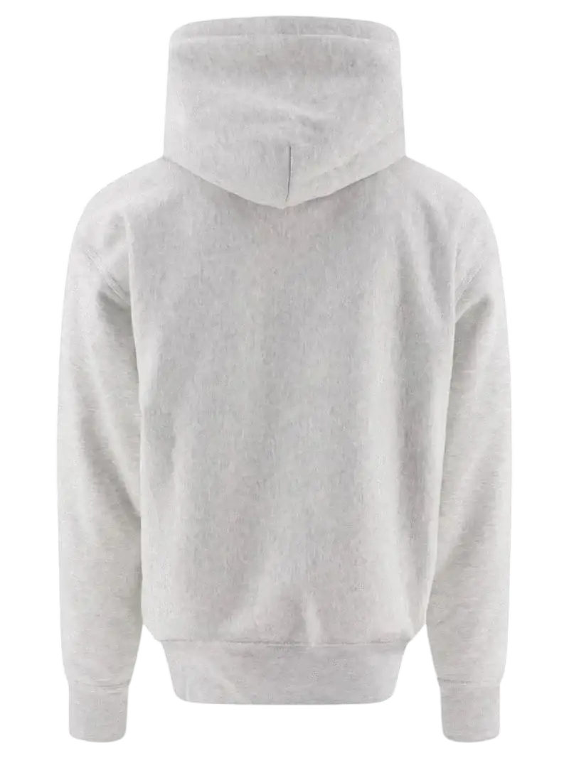 Stussy gear pullover hoodie ash gray with soft textured fabric and classic white hooded sweatshirt design