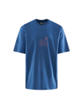 Blue stussy in bloom tee with a subtle faded graphic on the chest in soft cotton material