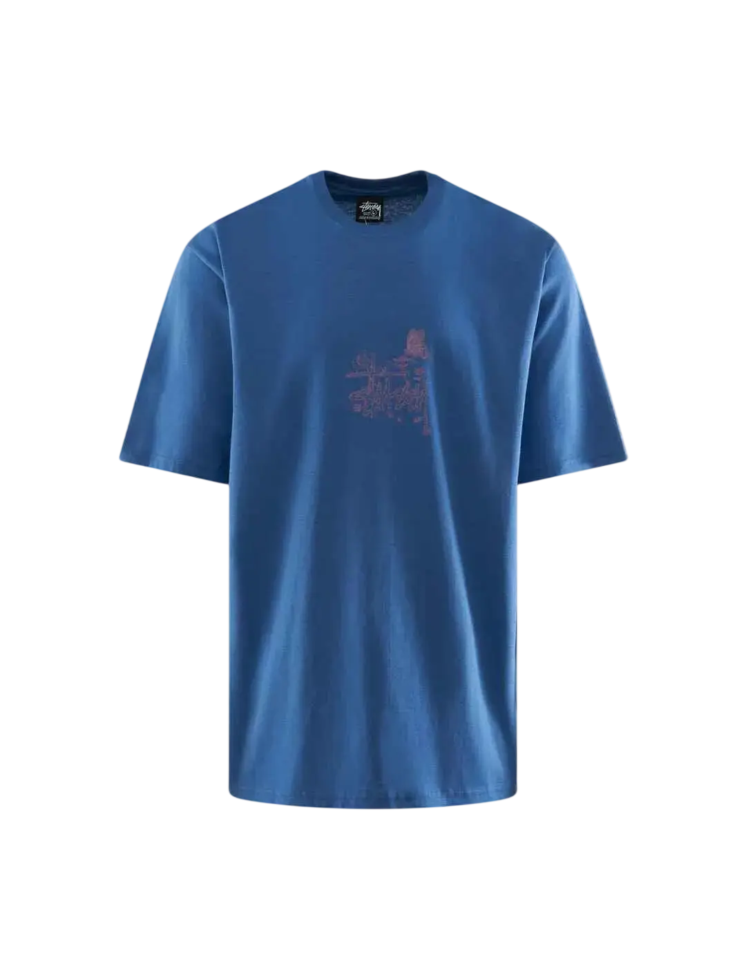 Blue stussy in bloom tee with a subtle faded graphic on the chest in soft cotton material