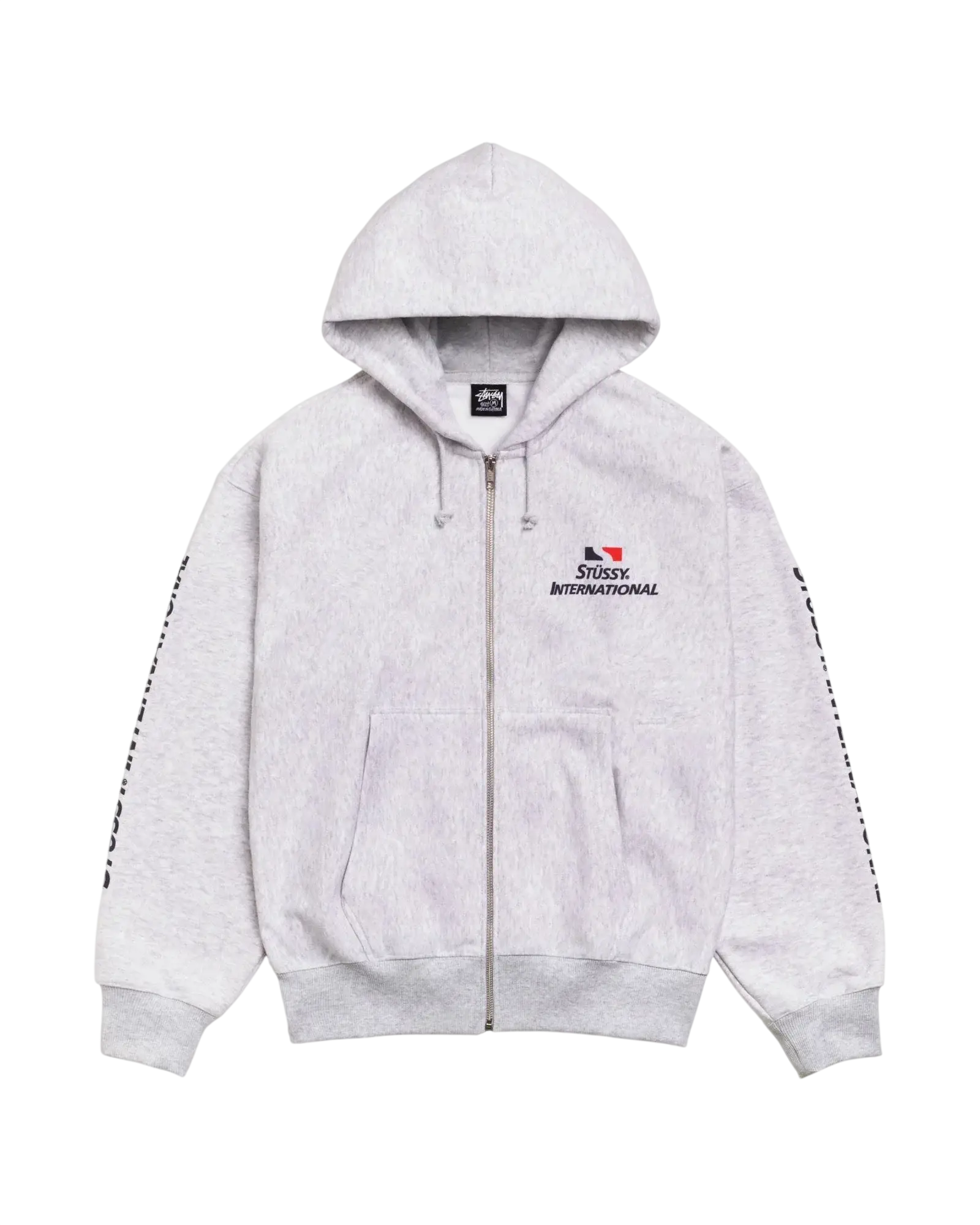 Stussy International Zip Up Hoodie Ash - M