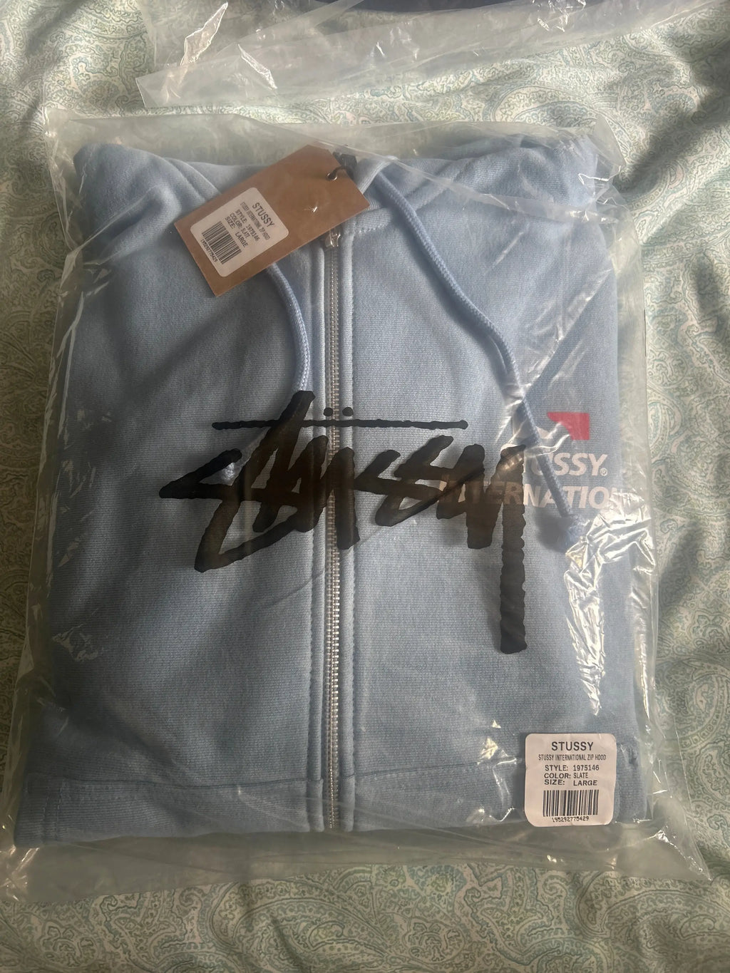 Stussy International Zip-Up Hoodie Slate Large