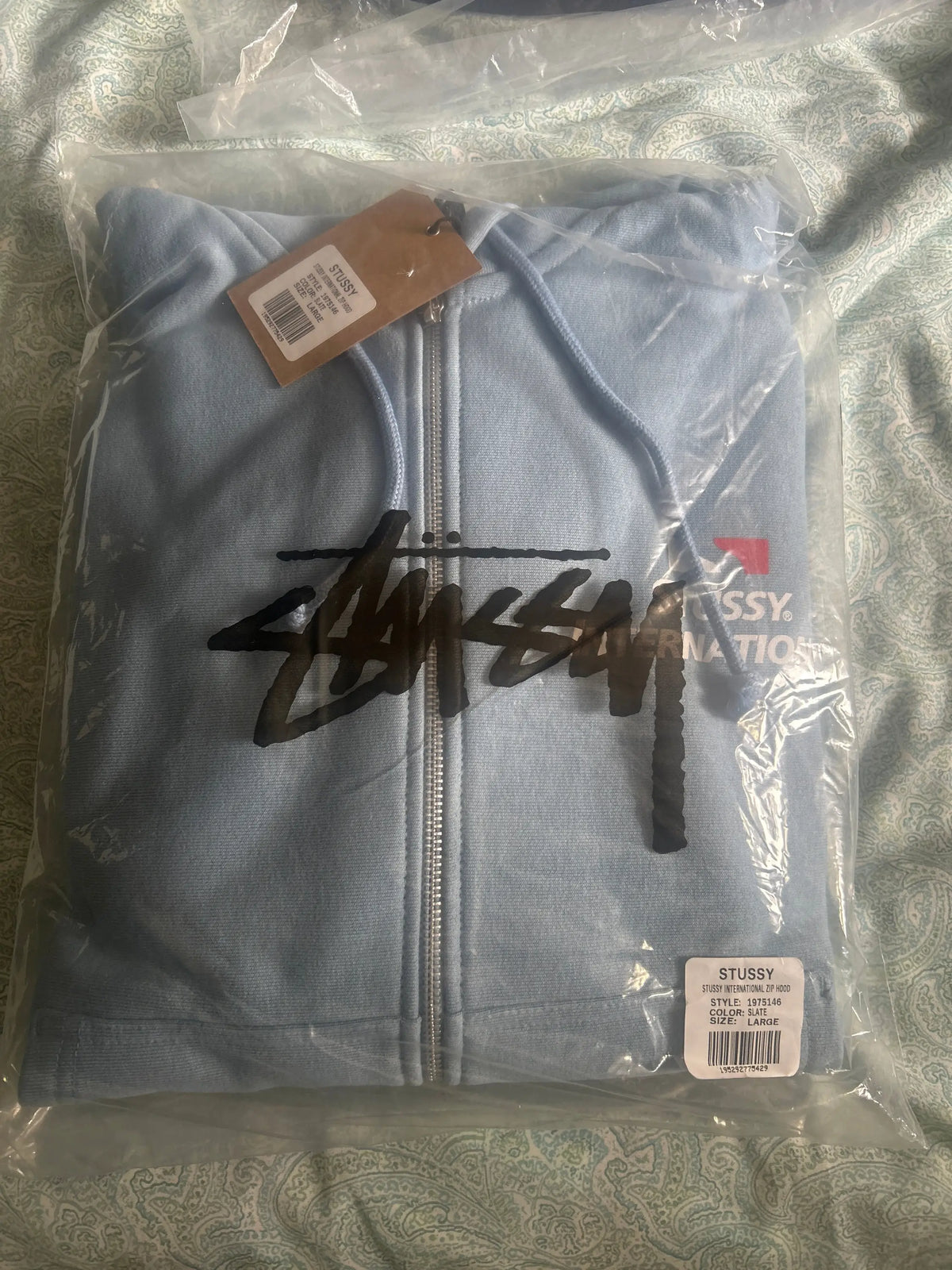 Stussy International Zip-Up Hoodie Slate Large