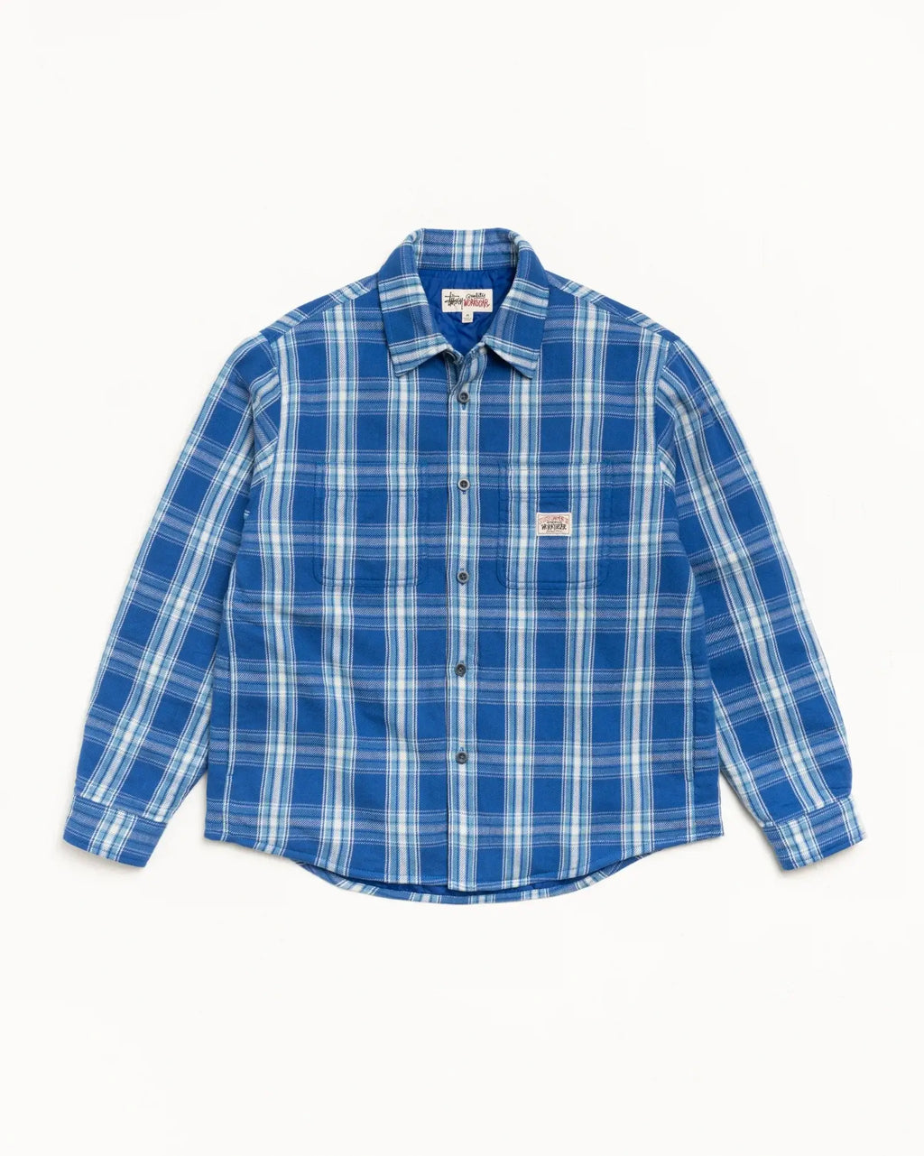 Stussy Lau Plaid Shirt Jacket Blue - M - Shirts