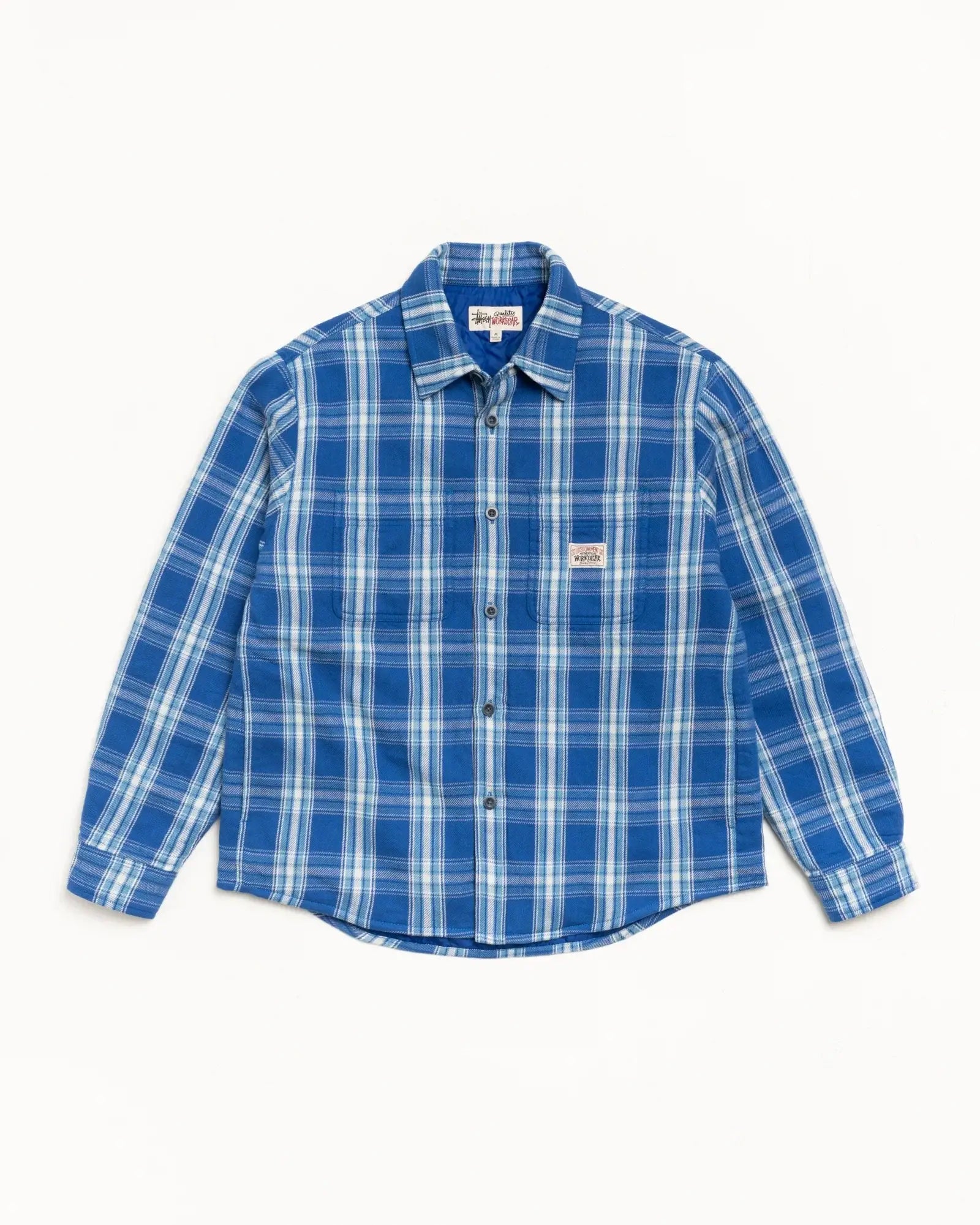 Stussy Lau Plaid Shirt Jacket Blue - M - Shirts