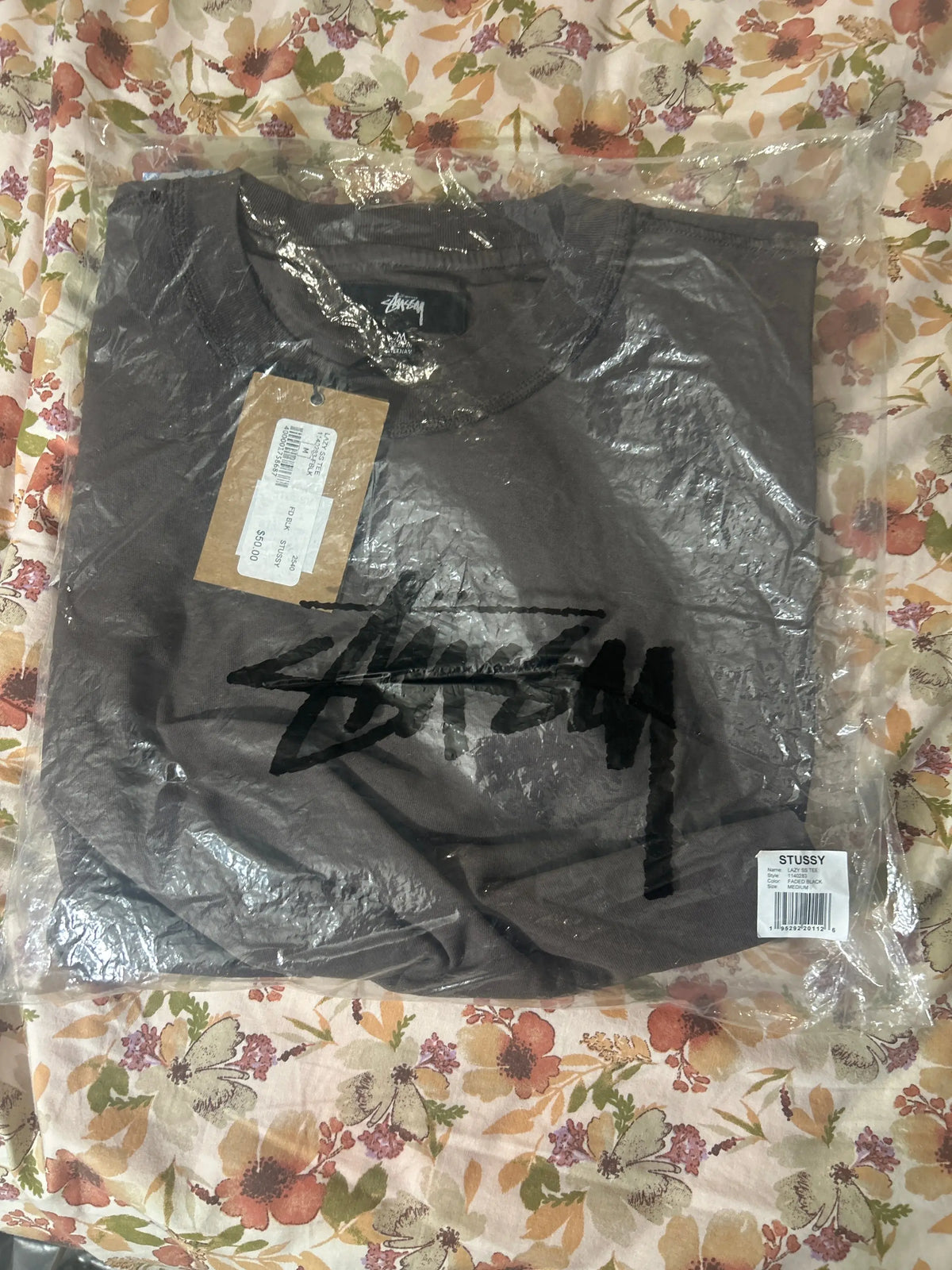 Stussy Lazy Pigment Dyed Tee Faded Black Medium