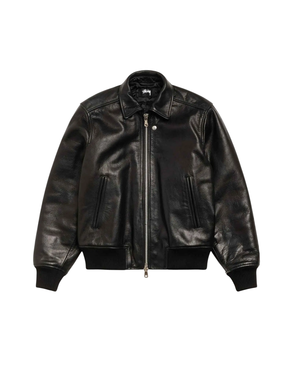 Stussy Leather Flight Jacket Black - M