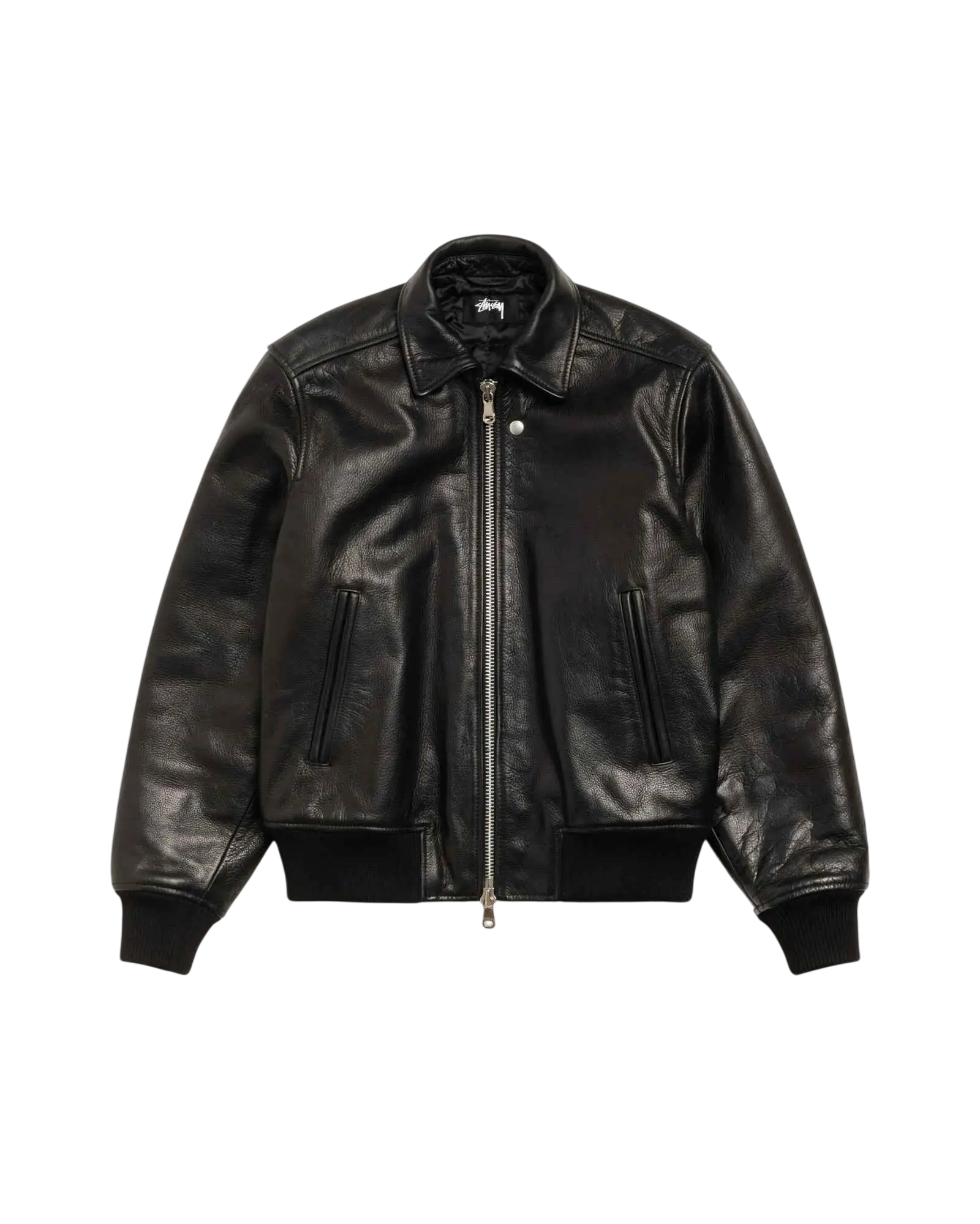 Stussy Leather Flight Jacket Black - M