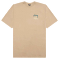 Beige Stussy Look Beyond Tee Elm t-shirt with a small stylized logo on the left chest in soft cotton material