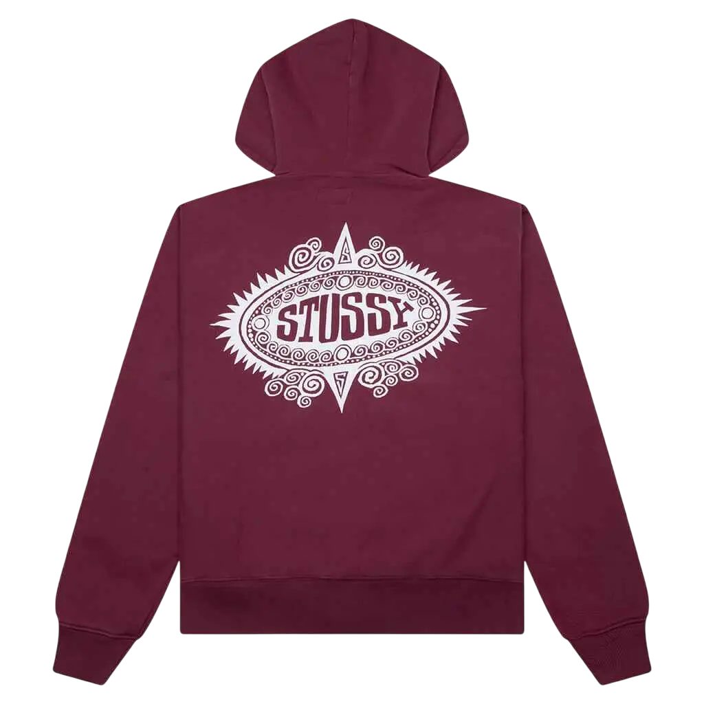 Stussy Mantra Zip Up Hoodie Burgundy - M
