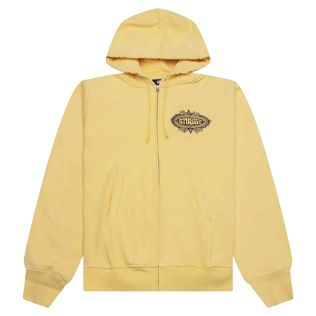 Stussy Mantra Zip Up Hoodie Yellow - M