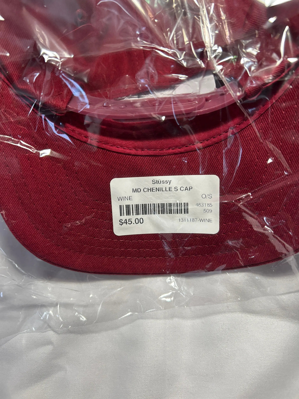 Stussy Mid Depth Gothic Chenille S Snapback Wine