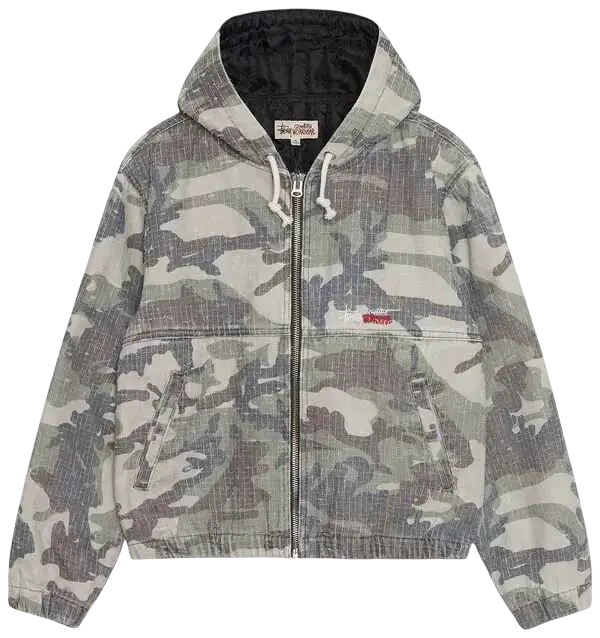 Stussy Needlepunch Work Jacket Woodland Camo