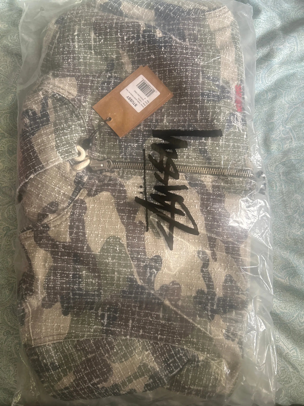 Stussy Needlepunch Work Jacket Woodland Camo Small