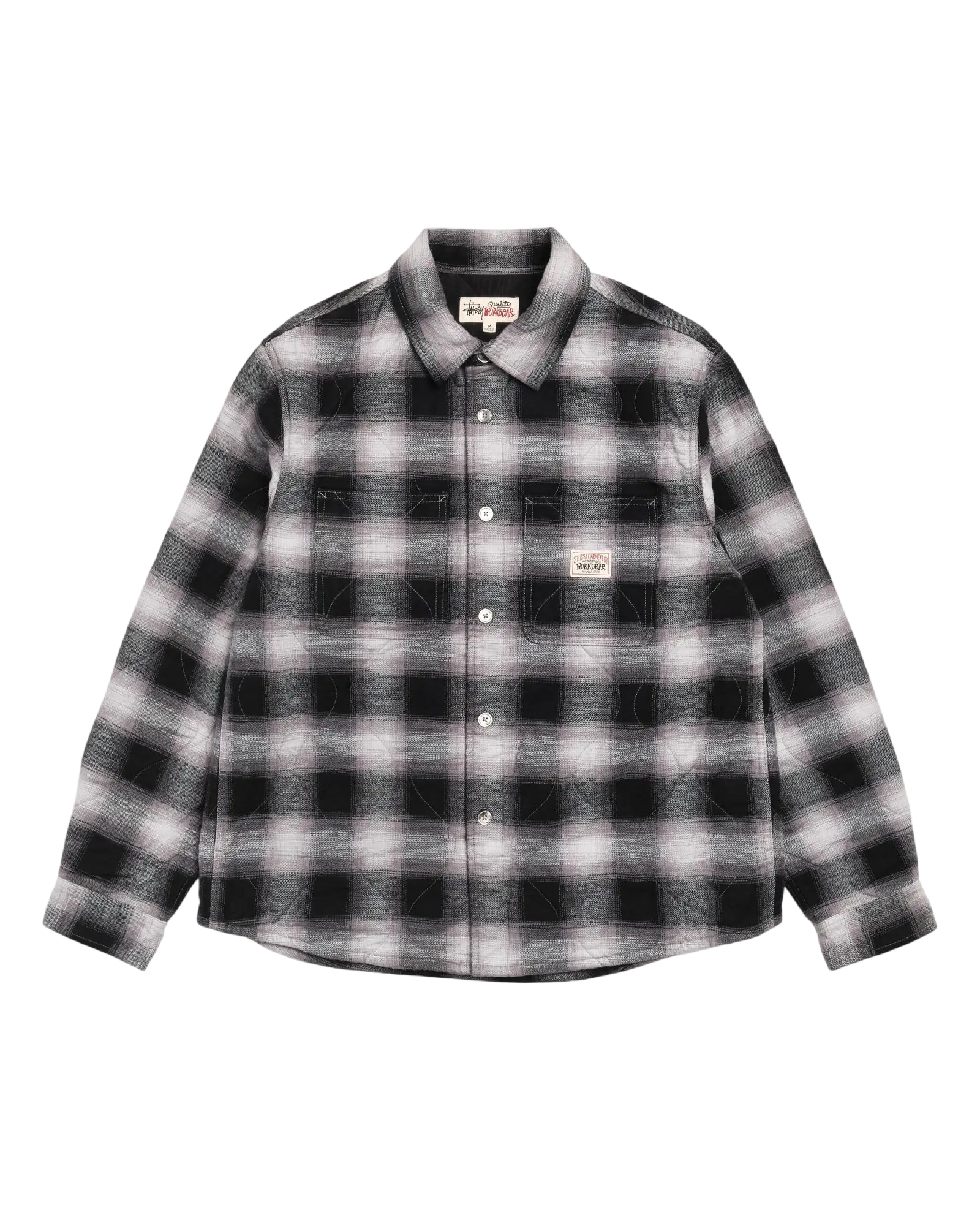 Stussy Quilted Plaid Shirt Jacket Grey - M