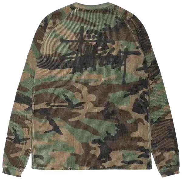 Stussy Raglan Thermal Long Sleeve Camo - M