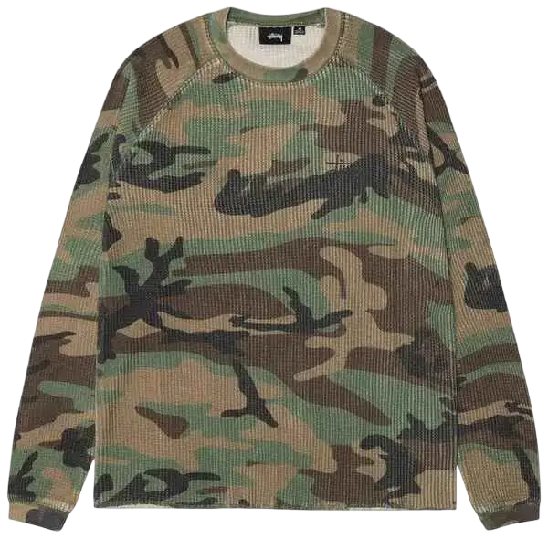 Stussy Raglan Thermal Long Sleeve Camo - M