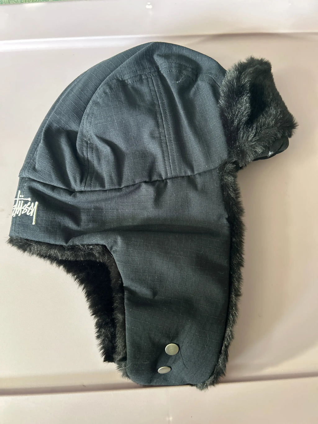Stussy Rip Stop Trapper Cap Black