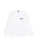White Stussy Rollers long sleeve tee with black logo and tag made of soft cotton for casual wear