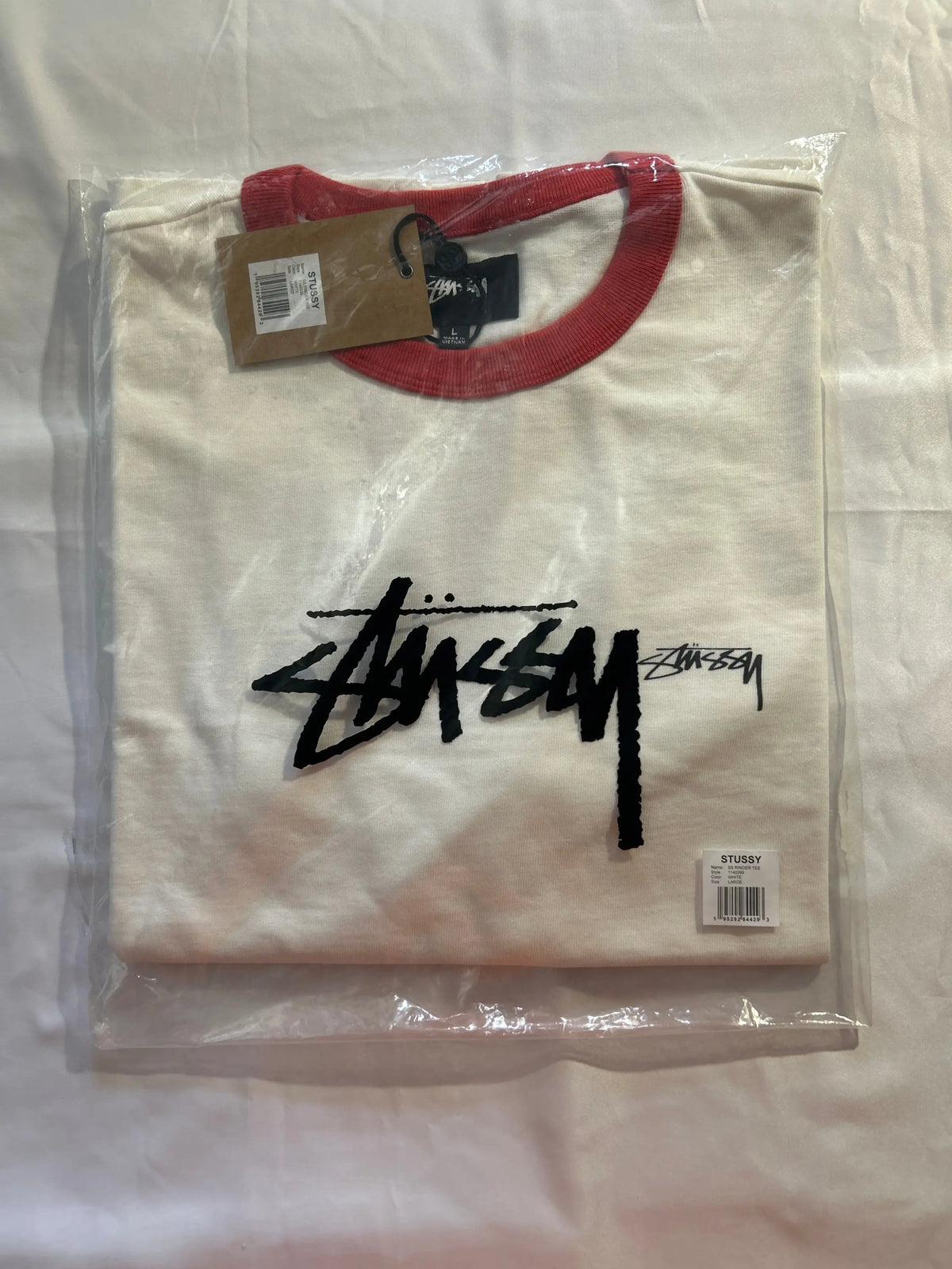 Stussy Short Sleeve Ringer Tee White Large