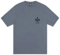 Light gray short-sleeved Stussy spade pigment dyed tee with black spade logo and signature below it