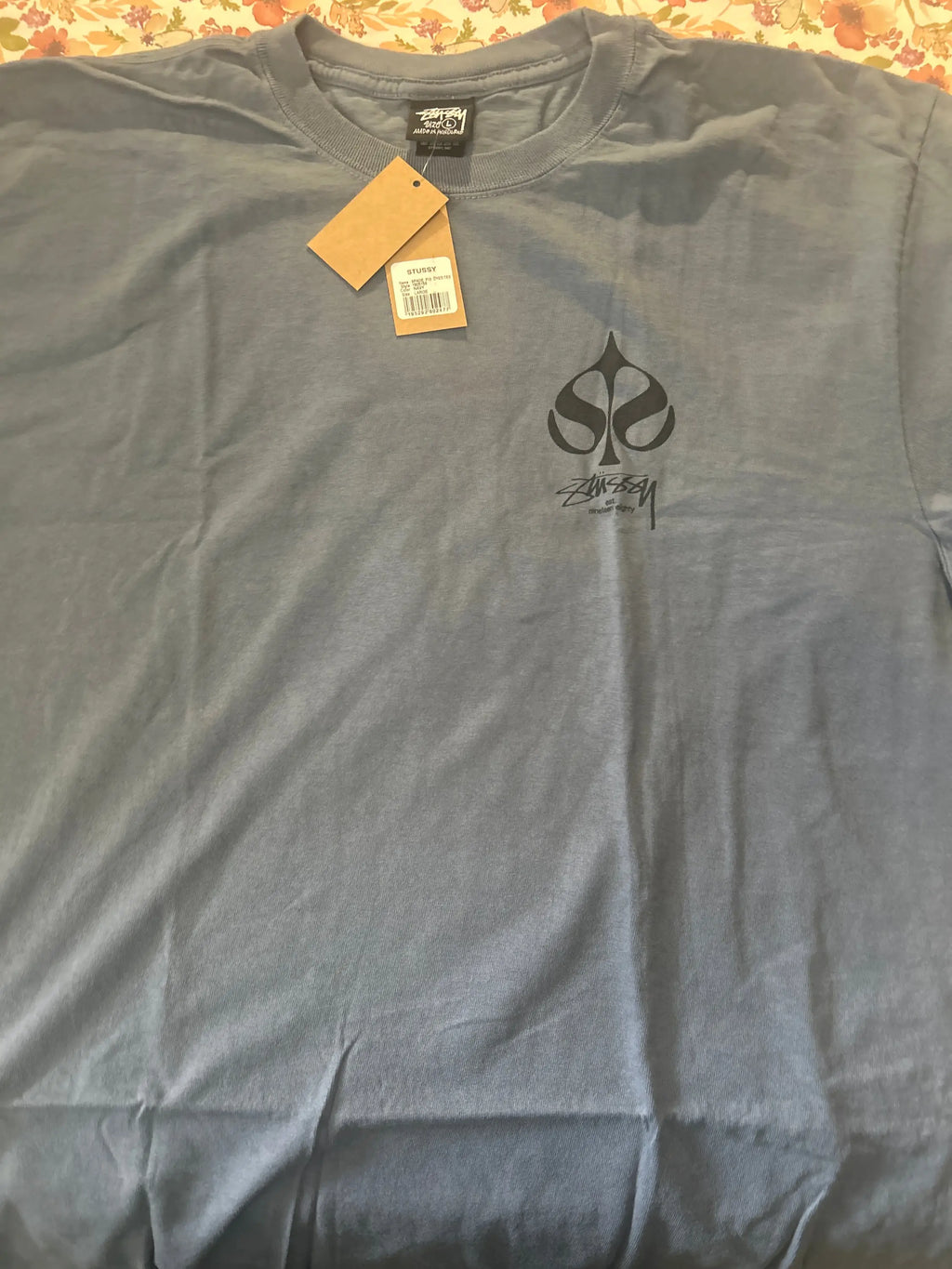 Stussy Spade Pigment Dyed Tee Navy Large